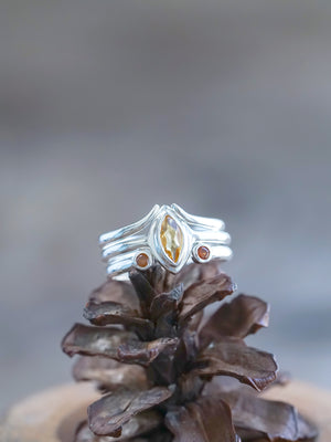 Citrine and Garnet Ring Set