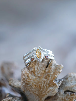 Citrine and Garnet Ring Set