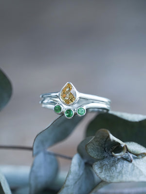 Citrine and Green Garnet Ring Set - Gardens of the Sun | Ethical Jewelry