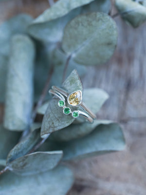 Citrine and Green Garnet Ring Set - Gardens of the Sun | Ethical Jewelry