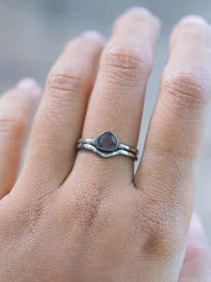 Color Change Garnet Ring Set size 7 in recycled sterling silver