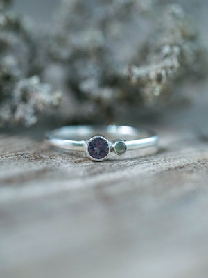 Color Change Garnet and Moonstone Rings in Sterling Silver
