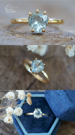 Custom Aquamarine Ring in Gold - Gardens of the Sun | Ethical Jewelry