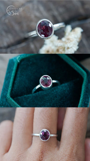 Custom Garnet Ring or Necklace in Silver