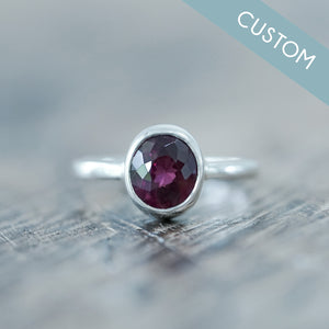 Custom Garnet Ring or Necklace in Sterling Silver