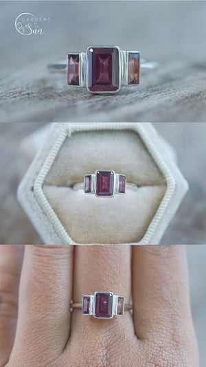 Custom Garnet Ring or Necklace in Sterling Silver