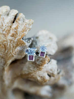 Kornerupine and Ruby Earrings - Gardens of the Sun | Ethical Jewelry