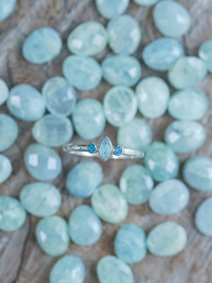 Apatite and Aquamarine Ring - Gardens of the Sun | Ethical Jewelry