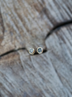 Salt and Pepper Diamond Earrings in Gold - Gardens of the Sun | Ethical Jewelry