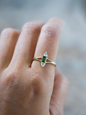 Tourmaline and Diamond Ring in Ethical Gold - Gardens of the Sun | Ethical Jewelry