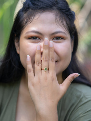 Tourmaline and Diamond Ring in Gold - Size 7 - Gardens of the Sun | Ethical Jewelry