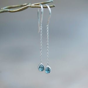 Dangling Blue Diamond Slice Earrings