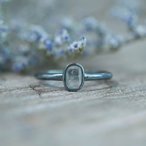 Diamond Slice Ring in Black Silver