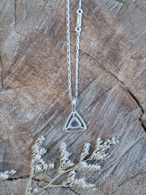 Diamond Slice and Citrine Necklace Silver