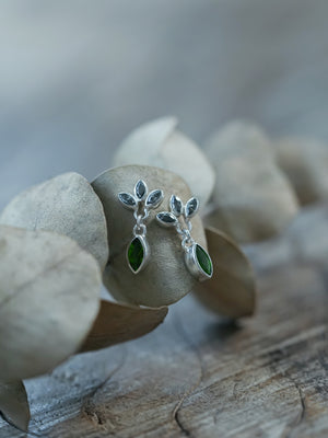 Chrome Diopside and Salt & Pepper Diamond Earrings - Gardens of the Sun | Ethical Jewelry