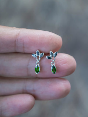 Chrome Diopside and Salt & Pepper Diamond Earrings - Gardens of the Sun | Ethical Jewelry