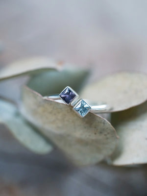 Open Square Sapphire Ring