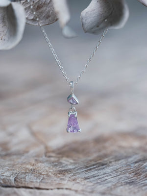 Double Purple Sapphire Pendant in Silver