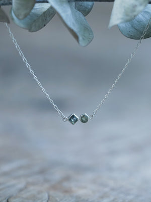 Double Sapphire Necklace with dainty chain | recycled sterling silver