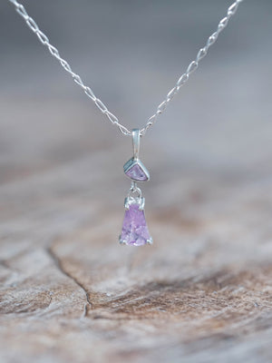 Double Violet Sapphire Necklace in Silver