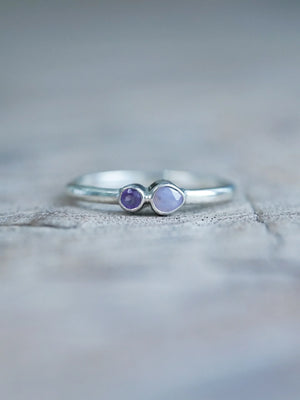 Eco friendly Pink Sapphire and Amethyst Ring