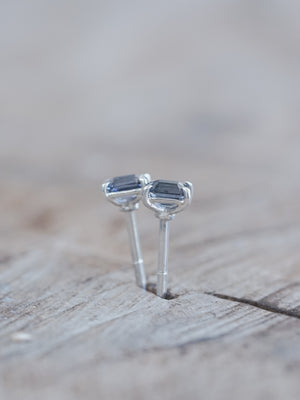 Emerald Cut Purple Spinel Earrings - Gardens of the Sun | Ethical Jewelry
