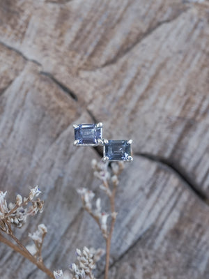 Emerald Cut Purple Spinel Earrings - Gardens of the Sun | Ethical Jewelry