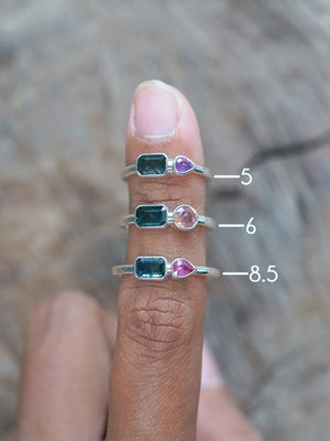 Teal and Pink Sapphire Ring