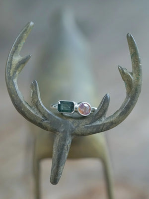 Teal and Pink Sapphire Ring