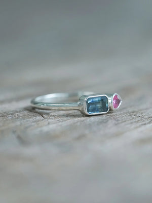 Teal and Pink Sapphire Ring