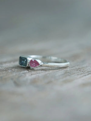 Teal and Pink Sapphire Ring