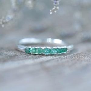 Emerald Ring with Hidden Gems in recycled sterling silver