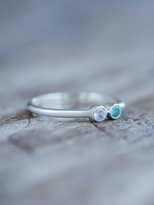 Emerald and Moonstone Ring - Gardens of the Sun | Ethical Jewelry