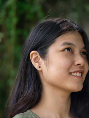 Emerald Cut Purple Spinel Earrings - Gardens of the Sun | Ethical Jewelry