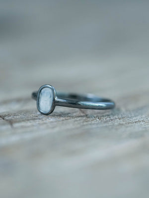 Ethical Diamond Slice Ring in Black Recycled Sterling Silver