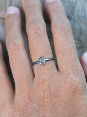 Ethical Diamond Slice Ring in Black Sterling Silver