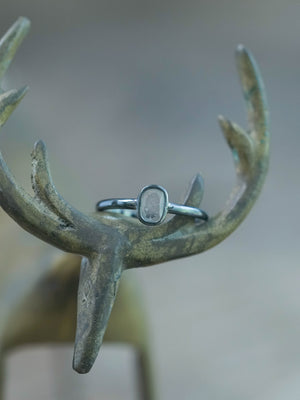 Ethical Diamond Slice Ring in Oxidized Sterling Silver
