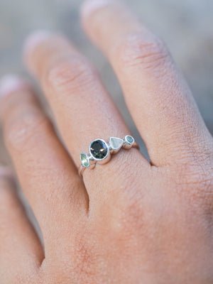 Ethical Tourmaline, Labradorite and Sapphire Ring
