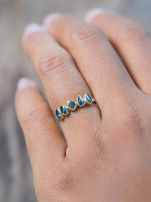 Rose Cut Blue Diamond Ring in Yellow Gold