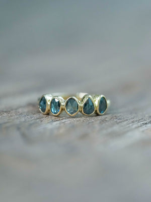 Rose Cut Blue Diamond Ring in Yellow Gold