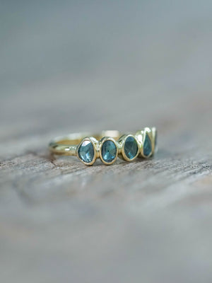 Rose Cut Blue Diamond Ring in Yellow Gold