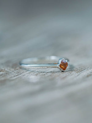 Flower Garnet Ring in recycled sterling silver