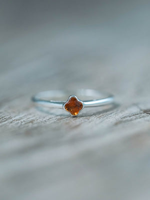 Flower Spessartite Garnet Ring in recycled sterling silver