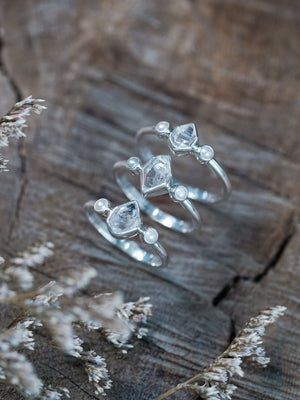 Pearl and Herkimer Diamond Ring