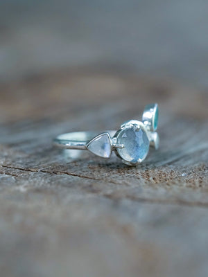 Crescent Moon Shaped Ring in Silver