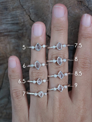 Pearl and Herkimer Diamond Ring