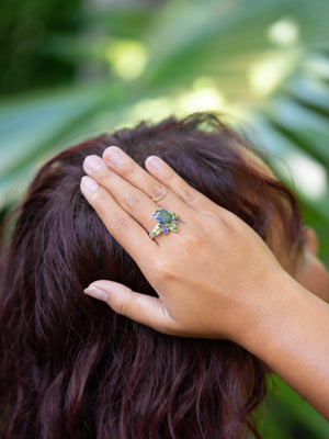 Sapphire, Peridot and Opal Ring Set