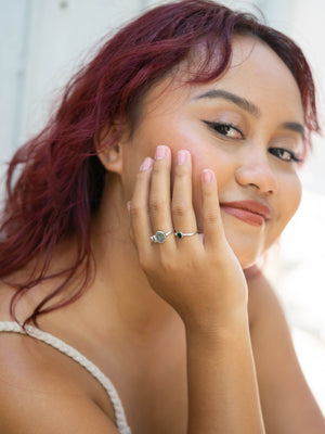 Sapphire and Salt and Pepper Diamond Ring