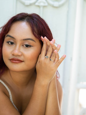 Sapphire and Salt and Pepper Diamond Ring