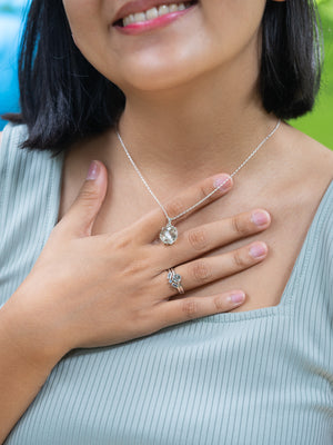 Green Amethyst and Aquamarine Ring - Gardens of the Sun | Ethical Jewelry